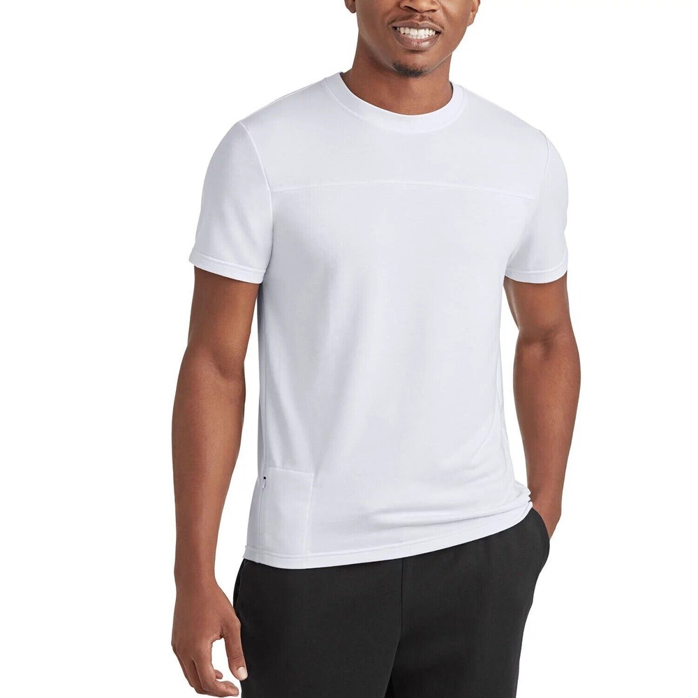Members Mark Luxe‎ Tee Mens White Short Sleeve Zipper Pocket Performance Shirt